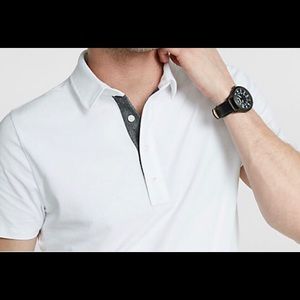 Express XS Stretch White Polo